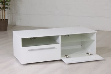Stockend Golvstående TV Bänk 100 cm med Förvaring i Målat Trä - Vit - Möbler - Tv möbel & mediamöbel - TV bänk & mediabänk