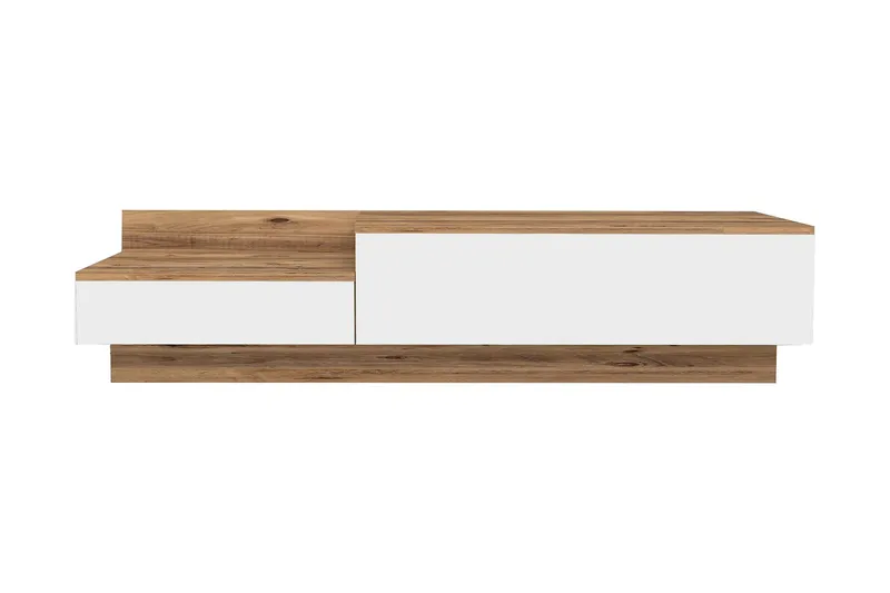 Tv-bänk 160 cm 2 Skåp, Vit/Natur