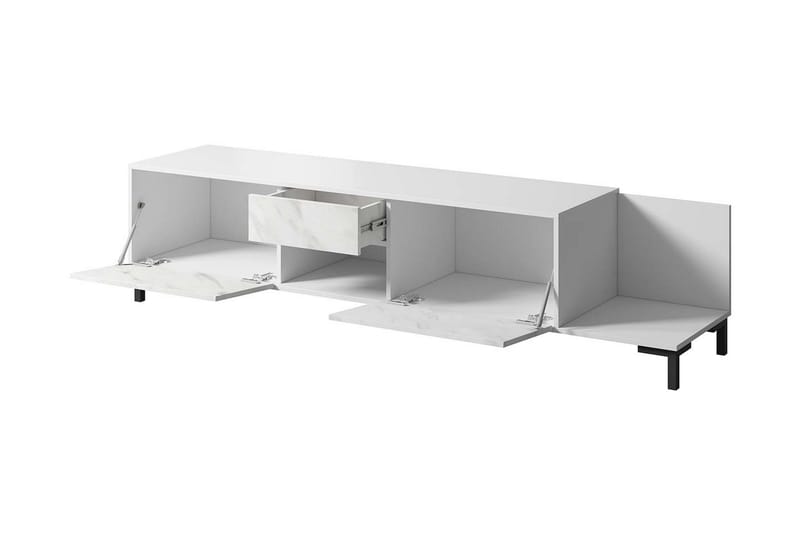 Tv Golvstående Tv Bänk 195 cm med Förvaring i Trä - Vit - Möbler - Tv möbel & mediamöbel - TV bänk & mediabänk