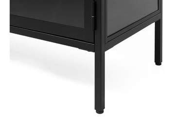 Umbri Golvstående Tv Bänk 132 cm med Förvaring i Metall och Glas - Svart - Möbler - Tv möbel & mediamöbel - TV bänk & mediabänk