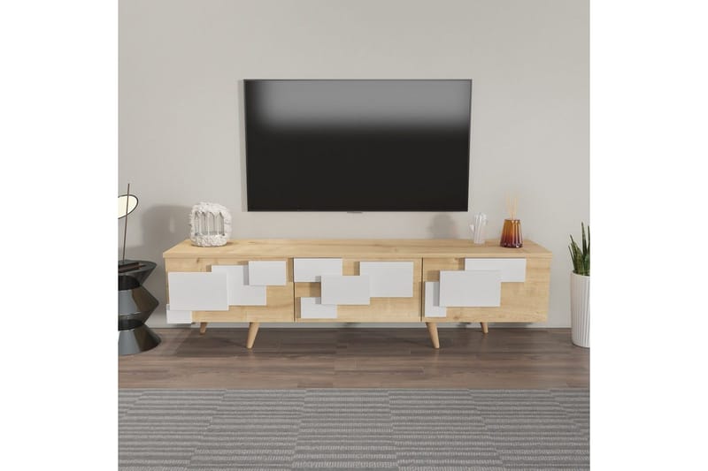 TV-bänk Ticomannd Ek / Vit - Ek / Vit - Möbler - Tv möbel & mediamöbel - TV bänk & mediabänk