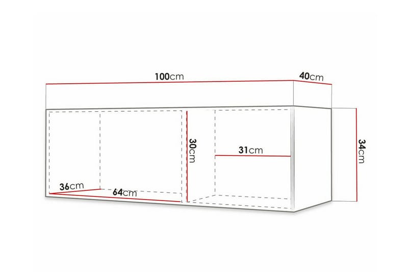 Dunvegan Vägghängd Tv Bänk 100 cm med Förvaring i Målat Trä - Vit - Möbler - Tv möbel & mediamöbel - TV bänk & mediabänk