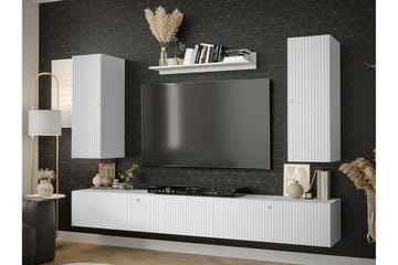 Dunvegan Vägghängd Tv Bänk 100 cm med Förvaring i Målat Trä - Vit - Möbler - Tv möbel & mediamöbel - TV bänk & mediabänk