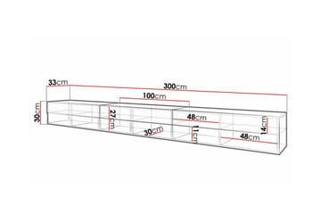 Galbally Golvstående Tv Bänk 300 cm i Valnöt - Svart Högglans - Möbler - Tv möbel & mediamöbel - TV bänk & mediabänk