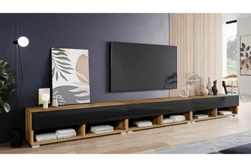 Galbally Golvstående Tv Bänk 300 cm i Valnöt - Svart Högglans - Möbler - Tv möbel & mediamöbel - TV bänk & mediabänk