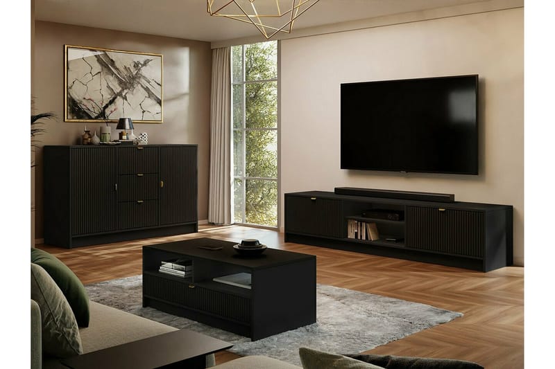 Novaj TV-skåp 180 cm - Svart - Möbler - Tv möbel & mediamöbel - TV bänk & mediabänk