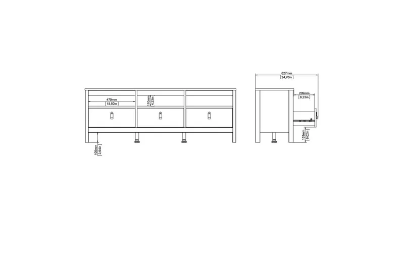 Vallvidera Tv-bänk 151,4 cm - Svart - Möbler - Tv möbel & mediamöbel - TV bänk & mediabänk