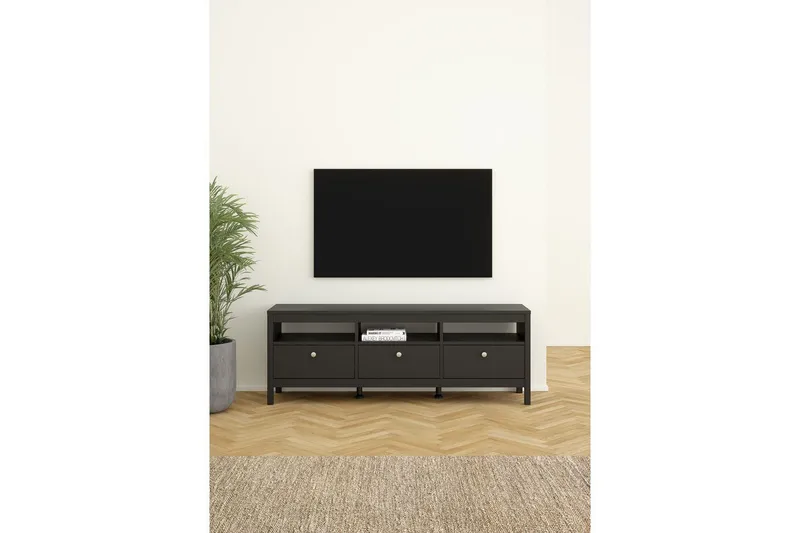 Vallvidera Tv-bänk 151,4 cm - Svart - Möbler - Tv möbel & mediamöbel - TV bänk & mediabänk