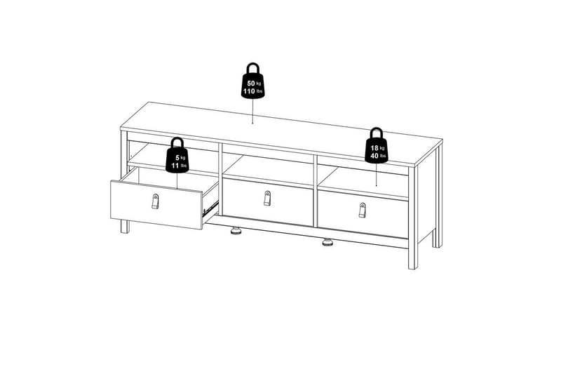 Vallvidera Tv-bänk 151,4 cm - Svart - Möbler - Tv möbel & mediamöbel - TV bänk & mediabänk