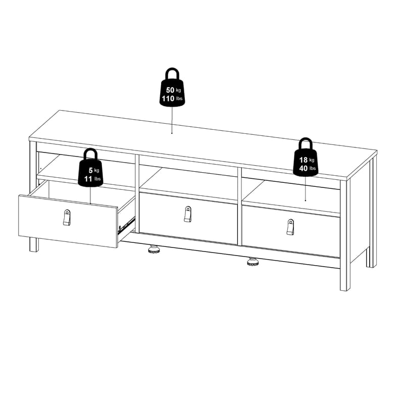 Vallvidera TV-bänk med 3 lådor 151 cm - Möbler - Tv möbel & mediamöbel - TV bänk & mediabänk