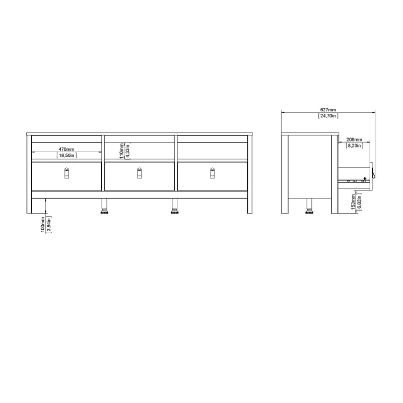 Vallvidera TV-bänk med 3 lådor 151 cm - Möbler - Tv möbel & mediamöbel - TV bänk & mediabänk