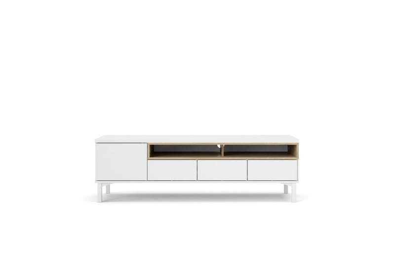 Virender Golvstående TV-bänk 155,7 cm med Förvaring i Ek - Vit|Beige - Möbler - Tv möbel & mediamöbel - TV bänk & mediabänk