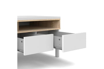 Virender Golvstående TV-bänk 155,7 cm med Förvaring i Ek - Vit|Beige - Möbler - Tv möbel & mediamöbel - TV bänk & mediabänk