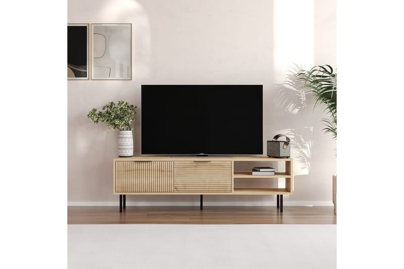 Wenus Golvstående Tv Bänk 150 cm med Förvaring i Ek - Beige - Möbler - Tv möbel & mediamöbel - TV bänk & mediabänk
