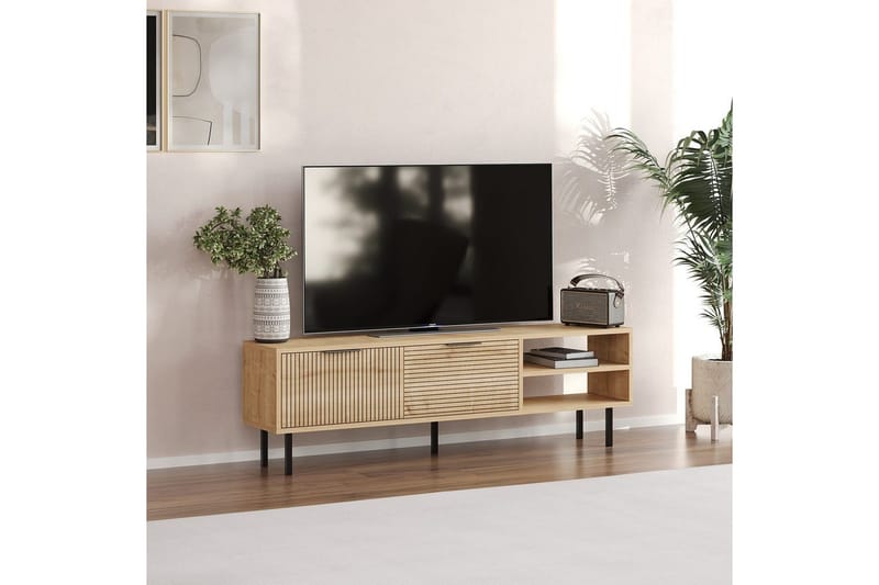 Wenus Golvstående Tv Bänk 150 cm med Förvaring i Ek - Beige - Möbler - Tv möbel & mediamöbel - TV bänk & mediabänk