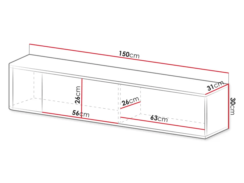 Zalricus TV-bänk 150x30 cm - Svart, valnöt - Möbler - Tv möbel & mediamöbel - TV bänk & mediabänk