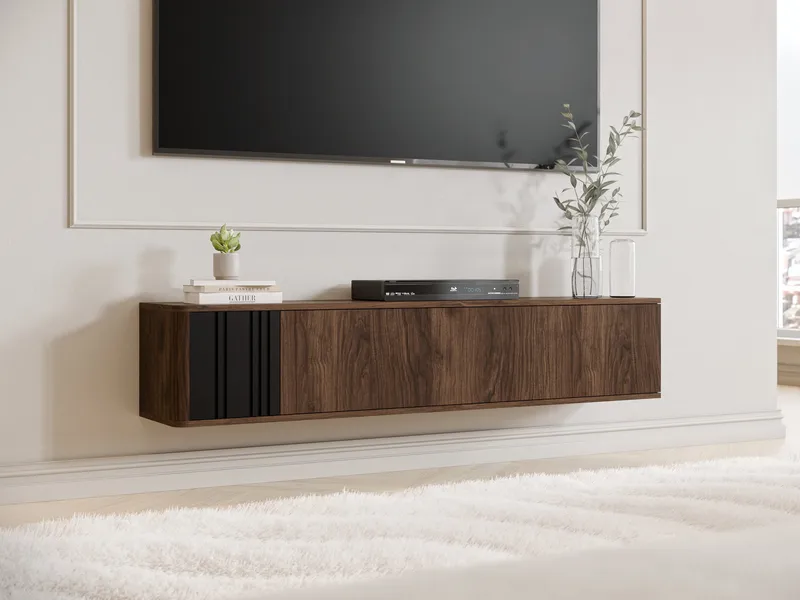 Zalricus TV-bänk 150x30 cm - Svart, valnöt - Möbler - Tv möbel & mediamöbel - TV bänk & mediabänk