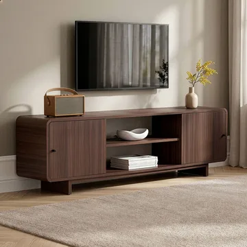 Zavio TV-bänk 180 cm med Förvaring, Trä- och Valnötsutseende - Brun - Möbler - Tv möbel & mediamöbel - TV bänk & mediabänk