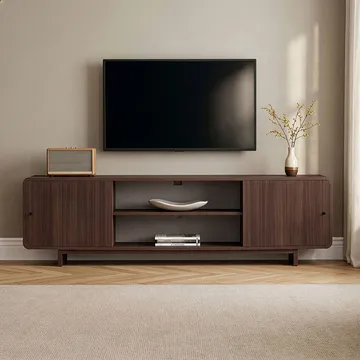 Zavio TV-bänk 180 cm med Förvaring, Trä- och Valnötsutseende - Brun - Möbler - Tv möbel & mediamöbel - TV bänk & mediabänk