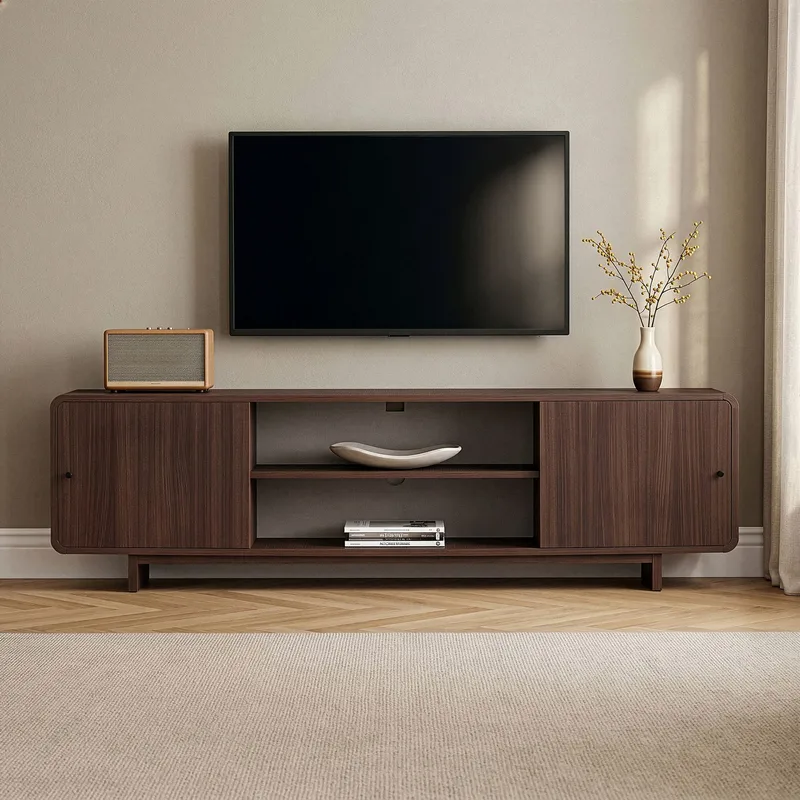 Zavio TV-bänk 180 cm med Förvaring, Trä- och Valnötsutseende - Brun - Möbler - Tv möbel & mediamöbel - TV bänk & mediabänk