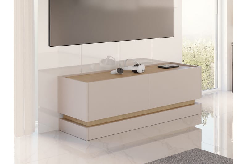 Zelric Golvstående Tv-bänk 150 cm med Förvaring i Trä - Beige - Möbler - Tv möbel & mediamöbel - TV bänk & mediabänk