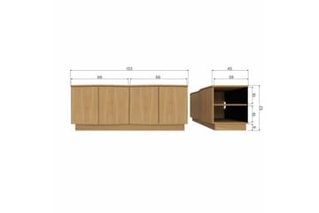 Zuma Golvstående Tv Bänk 133 cm med Förvaring i Ek - Brun - M öbler - Tv möbel & mediamöbel - TV bänk & mediabänk