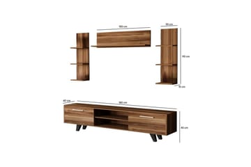 Zyrosen Golvstående Tv Bänk 180 cm med Förvaring i Ljust Trä - Brun - Möbler - Tv möbel & mediamöbel - TV bänk & mediabänk