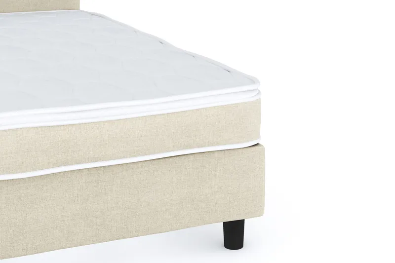 Billingen Komplett Sängpaket – Kontinentalsäng 120x200 cm i Tyg med Sänggavel + Bäddmadrass med Fasthetsgrad Medium - Beige - Möbler - Säng - Enkelsäng