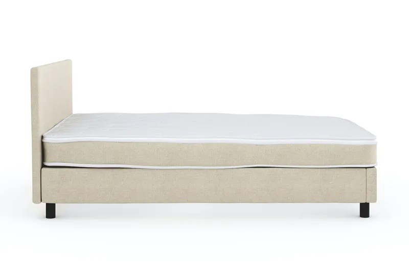 Billingen Komplett Sängpaket – Kontinentalsäng 120x200 cm i Tyg med Sänggavel + Bäddmadrass med Fasthetsgrad Medium - Beige - Möbler - Säng - Enkelsäng