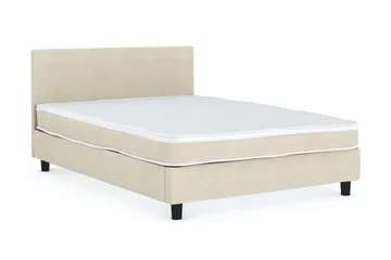 Billingen Komplett Sängpaket – Kontinentalsäng 120x200 cm i Tyg med Sänggavel + Bäddmadrass med Fasthetsgrad Medium - Beige - Möbler - Säng - Enkelsäng