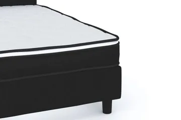 Billingen Komplett Sängpaket – Kontinentalsäng 180x200 cm i Tyg med Sänggavel + Bäddmadrass med Fasthetsgrad Medium - Svart - Möbler - Säng - Enkelsäng