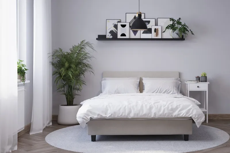Billingen Kontinentalsäng 160x200 cm i Tyg med Fasthetsgrad Medium - Beige - Möbler - Säng - Enkelsäng