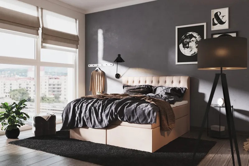 Boxy Box Bed 140x200 cm - Beige - Möbler - Säng - Sängar med förvaring