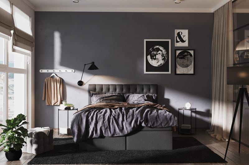Boxy Komplett Sängpaket Box Bed 120x200 cm - Svart/Grå - Möbler - Säng - Komplett sängpaket