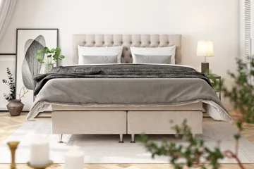Celine Sängpaket 140x200cm - Beige / Sammet - Möbler - Säng - Komplett sängpaket