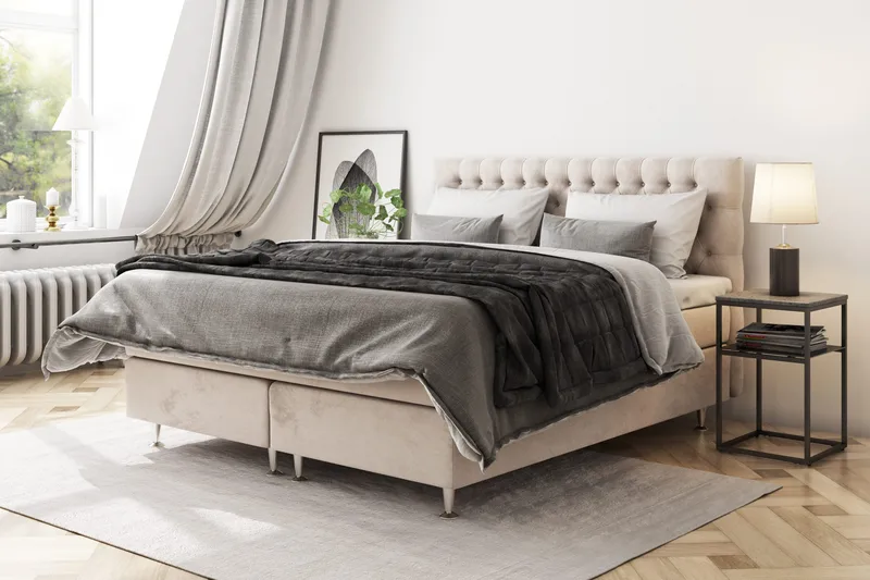 Celine Sängpaket 160x200cm - Beige / Sammet - Möbler - Säng - Komplett sängpaket