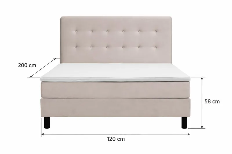 Dream Komplett Sängpaket 120x200 cm Knappar - Beige - Möbler - Säng - Komplett sängpaket