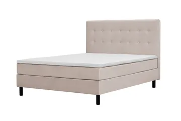 Dream Komplett Sängpaket med Knappad Sänggavel och Bäddmadrass – Kontinentalsäng 160x200 cm i Tyg med Fasthetsgrad Medium - Beige - Möbler - Säng - Komplett sängpaket