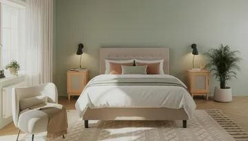 Dream Komplett Sängpaket med Knappad Sänggavel och Bäddmadrass – Kontinentalsäng 160x200 cm i Tyg med Fasthetsgrad Medium - Beige - Möbler - Säng - Komplett sängpaket