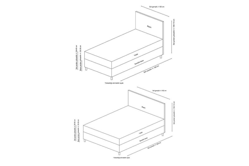 Dubbel Sängram & Sänggavel Sudalmuni ljusgrå - 160 x 110 x 200 cm - Möbler - Säng - Komplett sängpaket