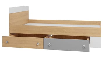 Elvaren Sängram med Förvaring 120x200 cm i Målat Trä - Svart|Vit - Möbler - Säng - Sängram & sängstomme
