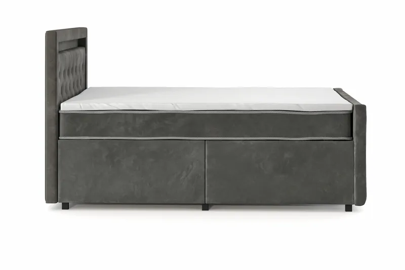 Franco Light Komplett Sängpaket med förvaring LED-belysning 120x200 cm - Grå - Möbler - Säng - Komplett sängpaket