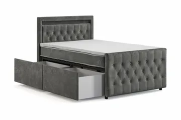 Franco Light Komplett Sängpaket med förvaring LED-belysning 120x200 cm - Grå - Möbler - Säng - Komplett sängpaket