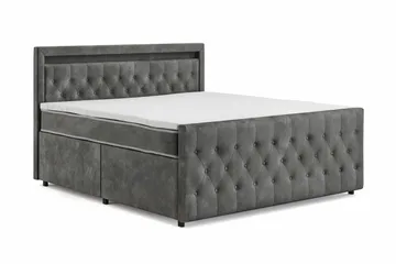 Franco light Komplett Sängpaket med förvaring LED-belysning 180x200 cm - Grå - Möbler - Säng - Komplett sängpaket