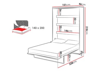 Rauk Fällbar Bäddbar Sängskåp 151x228 cm - Vit - Möbler - Säng - Gästsäng & extrasäng - Sängskåp