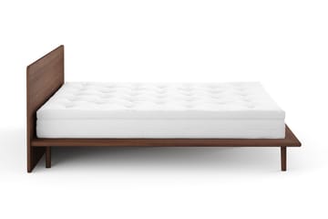 Gryning Sängram med Gavel 180x200 cm med Pocketresårmadrass och Bäddmadrass i Polyesterskum Tvättbar klädsel - Valnöt - Möbler - Säng - Sängram & sängstomme