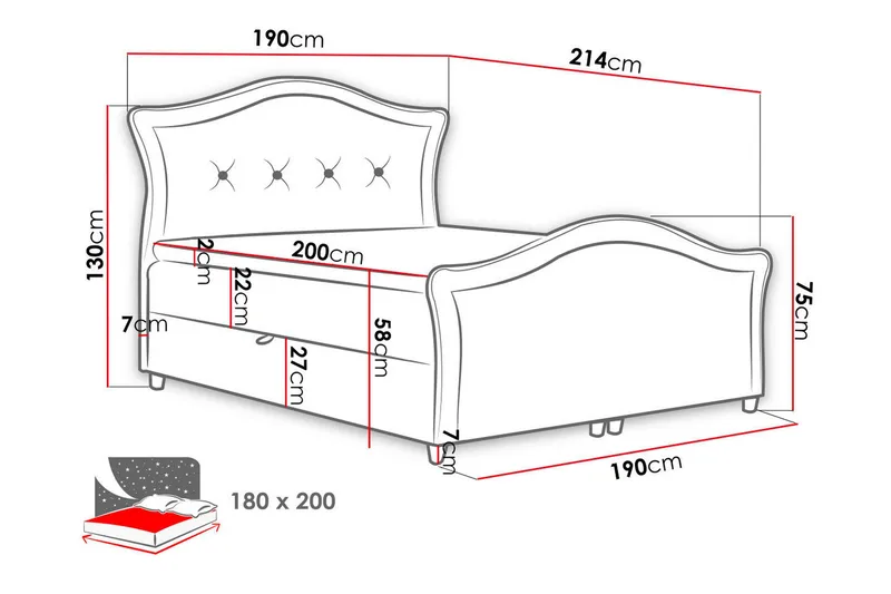Hestra Lux Sängpaket Kontinentalsäng 180x200 cm - Svart - Möbler - Säng - Komplett sängpaket