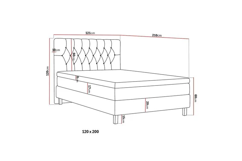HVILA Classic Komplett Sängpaket 120x200 cm Kontinentalsäng med diamant sänggavel - Grön - Möbler - Säng - Komplett sängpaket