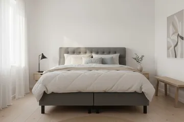 HVILA Classic Komplett Sängpaket 160x200 cm Kontinentalsäng med diamant sänggavel - Grå - Möbler - Säng - Komplett sängpaket