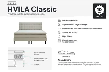 HVILA Classic Komplett Sängpaket 160x200 cm Kontinentalsäng med diamant sänggavel - Grå - Möbler - Säng - Komplett sängpaket